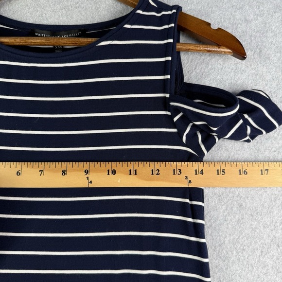 WHBM Cold Shoulder Women's XXS Stripe Jersey Knit Shift Dress - Picture 5 of 11